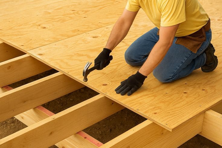 Настилка фанеры на лаги