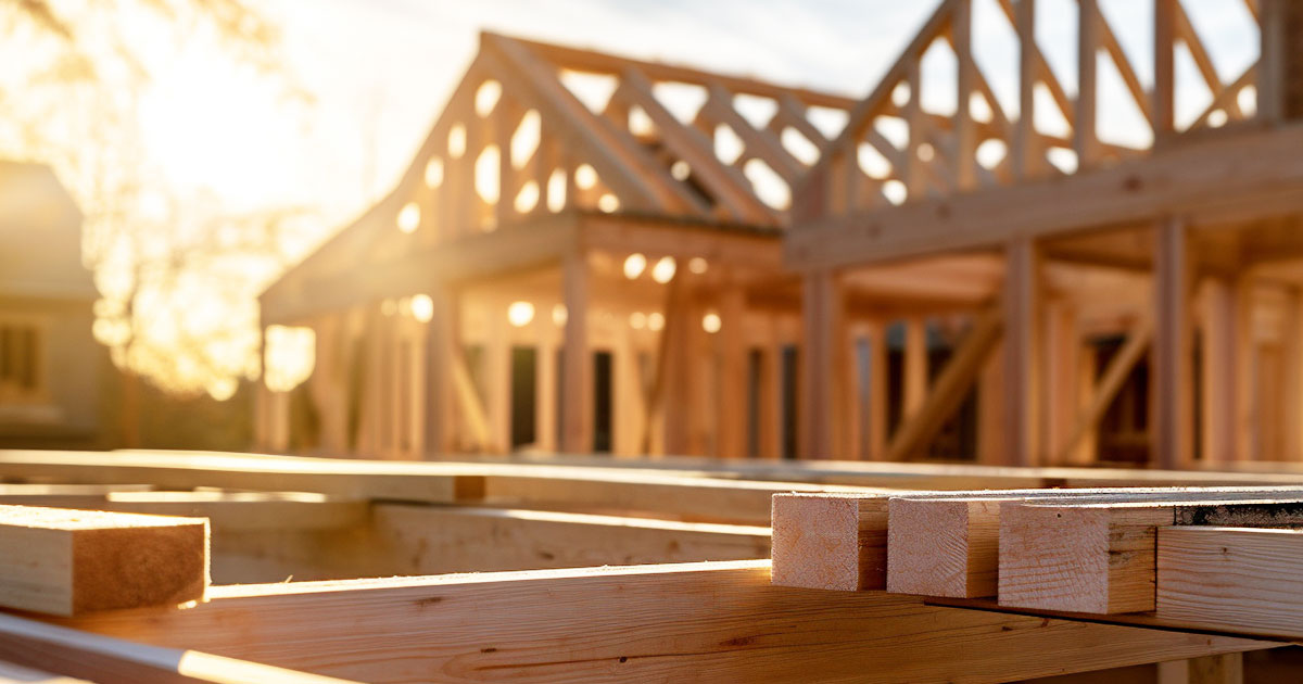 Бруски на фоне строящегося дома