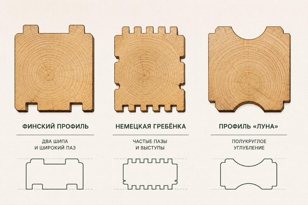 Виды профилей: финский, гребенка, луна