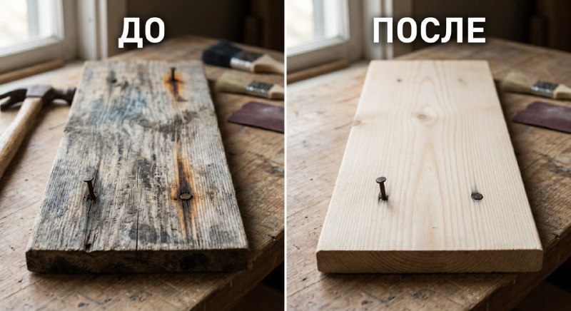 Отбеливание дерева до и после